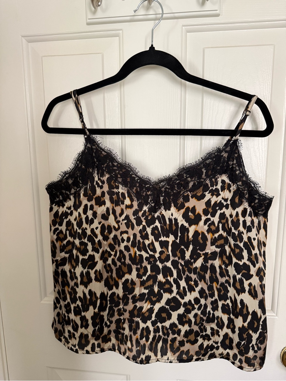 BP Leopard-Pattern Lace-Trim Cami in Black and Brown